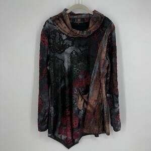 Radzolo top womens XL velvet turtleneck boho bohemian dark floral fall grunge